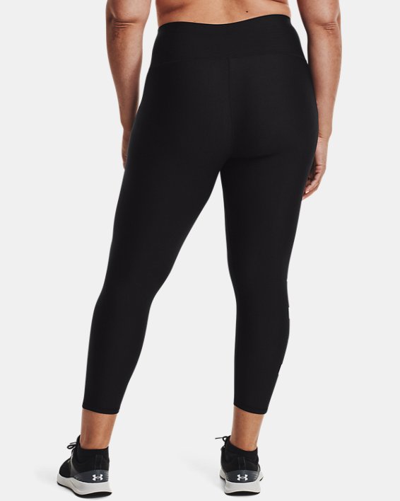 Damen HeatGear® Armour Ankle-Leggings mit rutschsicherem Bund und mit Grafik, Black, pdpMainDesktop image number 1